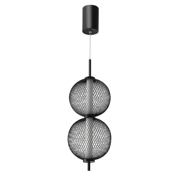 Ażurowa lampa wisząca Puma 32-35356 LED 10W 3000K kulista podwójna czarna
