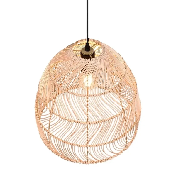Wisząca lampa Rike R31131036 japandi eko naturalna drewniana czarna