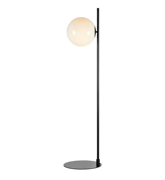 Salonowa lampa podłogowa Dione loft kula biała czarna