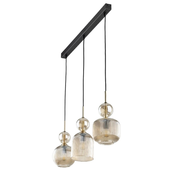 Szklana wisząca lampa Sophia Cognac 11042 ryflowana bursztynowa beżowy