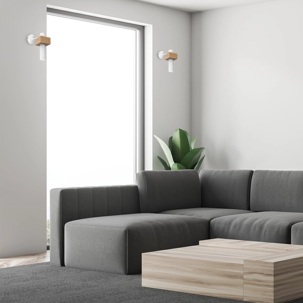 Kinkiet okrągły WEST MLP5499 Milagro tuba skandynawska biała drewno