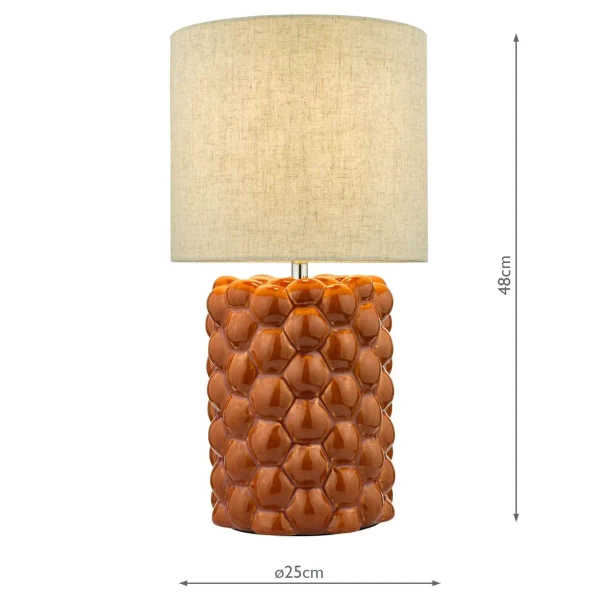 Ceramiczna nocna lampka Jayden JAY4211 tuba z abażurem pomarańczowa