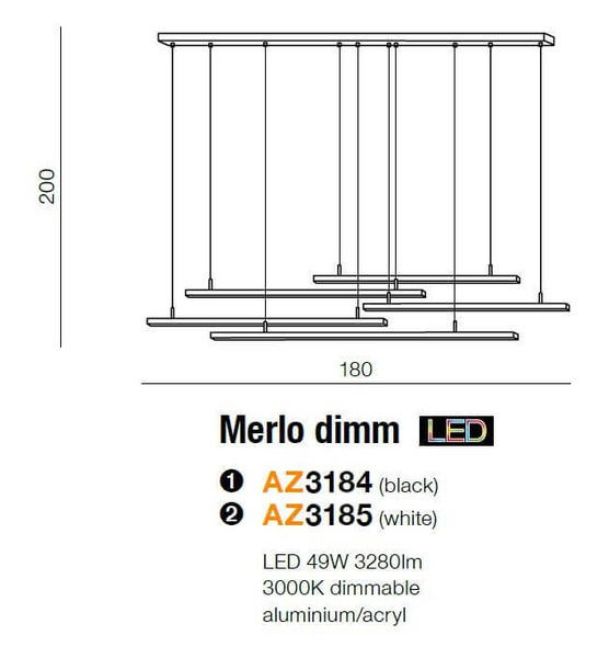 Salonowa lampa wisząca Marlo ściemnialna LED 49W 3000k biała
