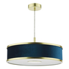 Materiałowa lampa wisząca Alvaro ALV1023 okragła mosiądz niebieski
