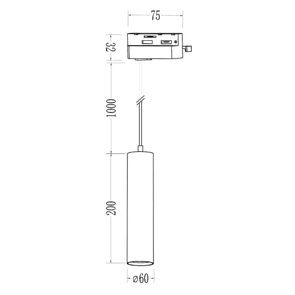 Wisząca lampa szynowa jednofazowa Pipe Track ML2063 tubka czarny