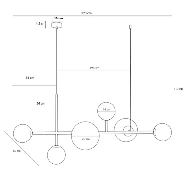 Modernistyczna lampa DIONE 1092K30 Aldex wisząca nad stół złota