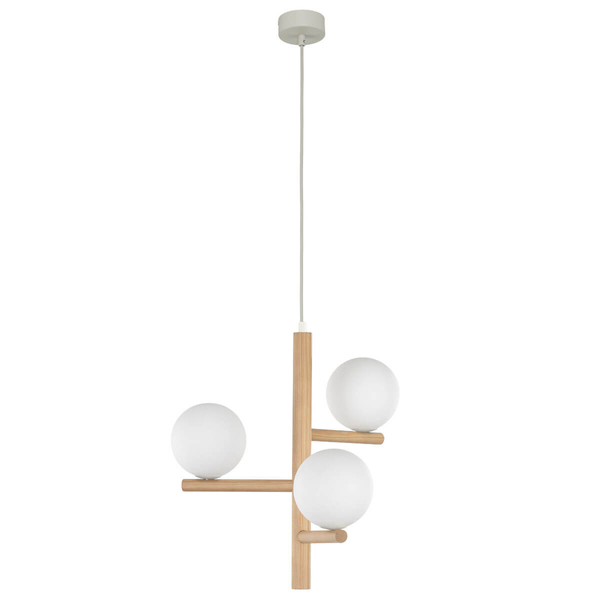 Zwisająca lampa do jadalni Estera 6799 ekologiczna drewniana biała