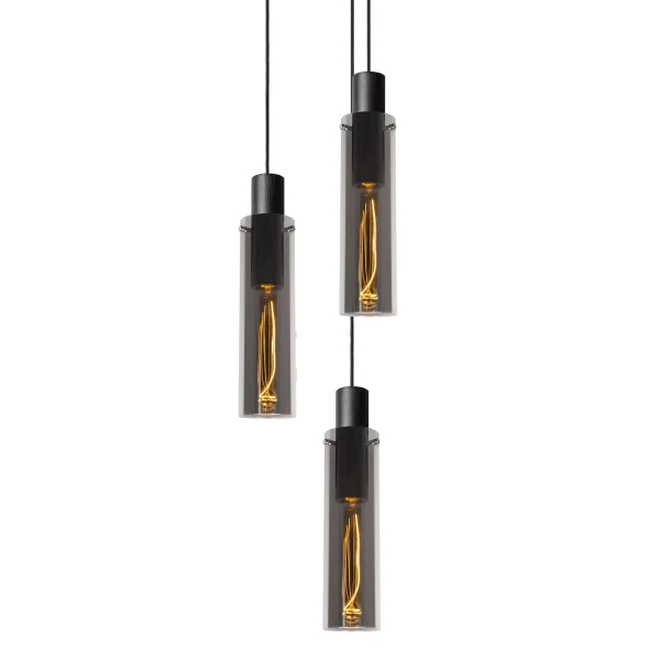 Zwieszana lampa tuba ORLANDO 74404/13/65 Lucide przydymiony czarny