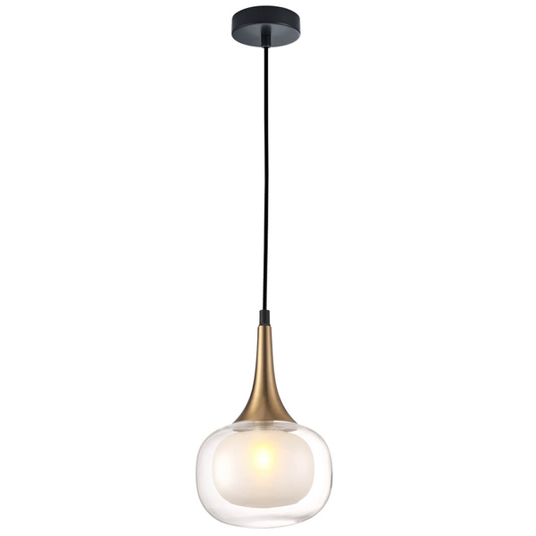 Szklana lampa wisząca Konila PND-99709-1-BRO-CL do pokoju kula mosiądz