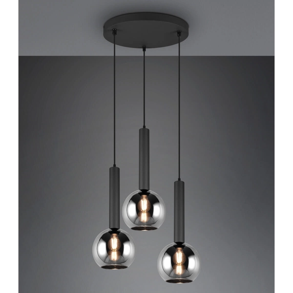 Kaskadowa lampa zwis CLAYTON 310390332 Trio kule do sypialni czarny