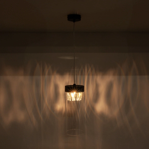 Wisząca lampa tubki GEM P0389-01D-P7AC szklana czarny przezroczysty