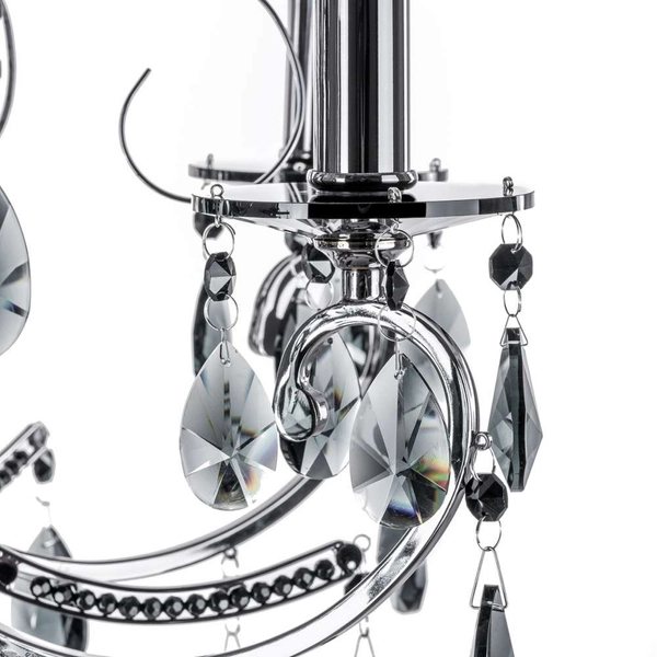 Pałacowa LAMPA wisząca BAROCCO MD72709-6B Italux świecznikowy ŻYRANDOL z kryształkami crystal maria teresa czarny przezroczysty