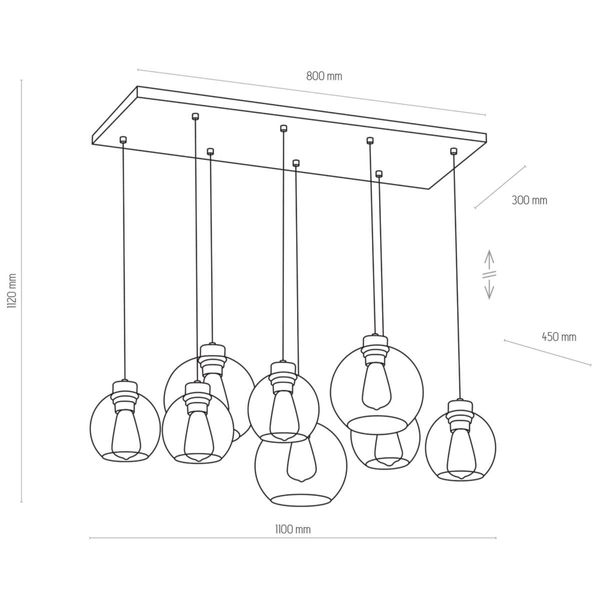 Industrialna wielopunktowa lampa wisząca Cubus 4113 TK Lighting czarna