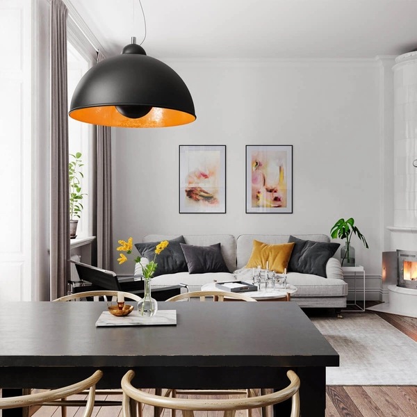 Loftowa lampa wisząca Captain czarna kopuła do kuchni