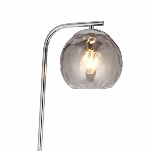 Szklana lampa podłogowa Dimple 97978 Endon kula przydymiona chrom