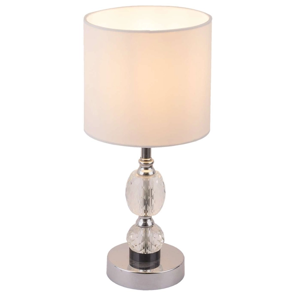 Stojąca lampa nocna BRONN abażurowa do salonu klasyczna biała