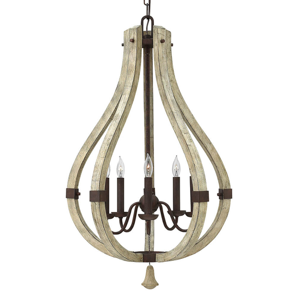 Wisząca lampa rustykalna Middlefield HK-MIDDLEFIELD5 drewniana rdzawa