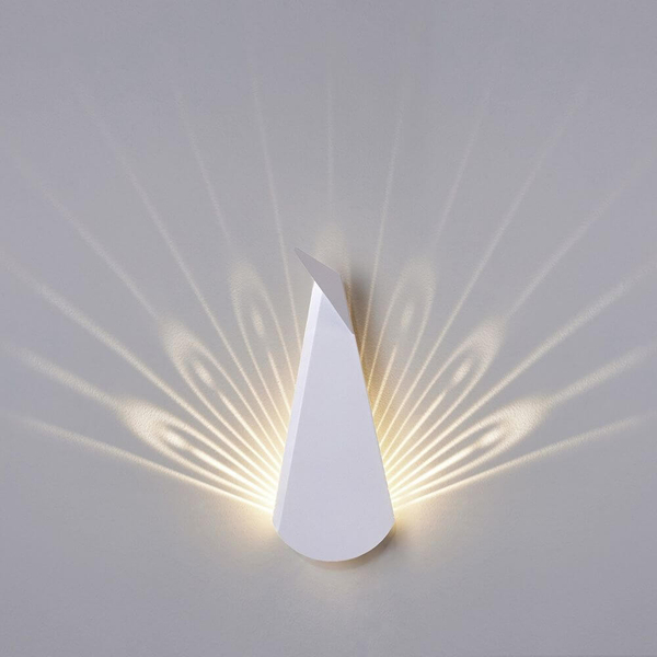 Metalowy kinkiet ścienny ORIGAMI PAWN-W LED 3W 3000K ptak biały