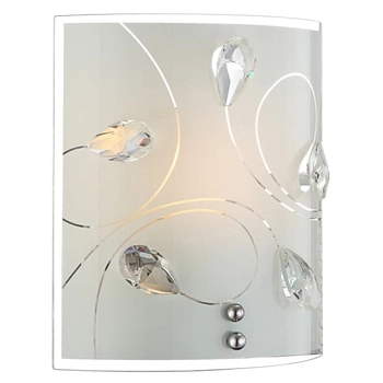 Lampa ścienna z kryształkami Alivia 40414-1W Globo opalizowane szkło nikiel