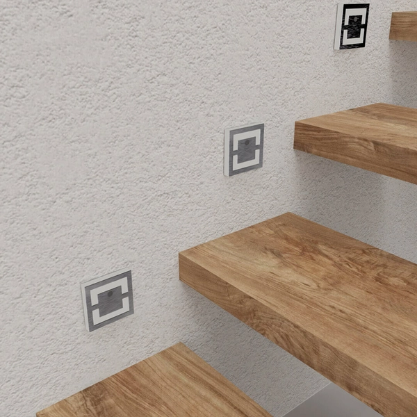 Lampa przyschodowa ścienna Quadro EKS1497 LED 0,6W 4000K biały srebrny