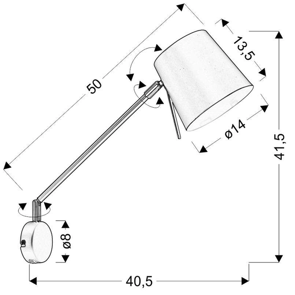 Ścienna lampa KILLY 21-73914 reflektorek na wysięgniku regulowany czarny