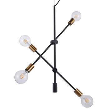 LAMPA wisząca EDMOND MD-BR-262002-D4-G/B Italux metalowa OPRAWA industrialna ZWIS sticks molekuły loft czarne
