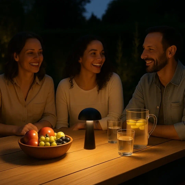 Ledowa lampka stołowa grzyb Mireo 76036 LED 1,5W 3000K IP44 czarny