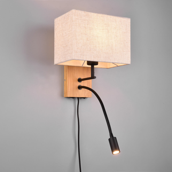 Kinkiet ścienny ELDRA DL236212870 LED 3,1W 3000K drewniany czarny beżowy