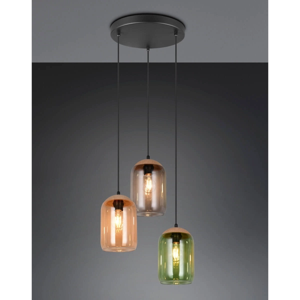 Zwieszana kaskadowa lampa CORK 364630317 Trio do sypialni czarny multikolor