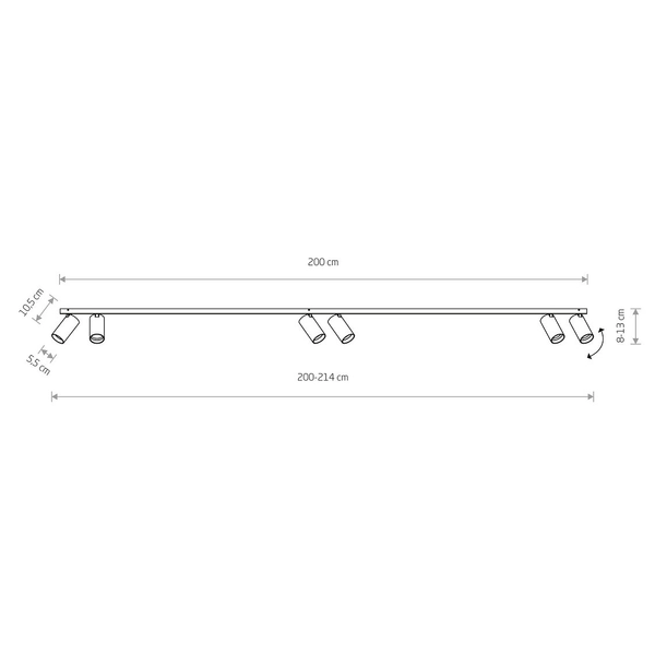 Lampa sufitowa do garderoby Mono 7777 ruchome tuby metalowe białe