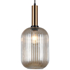LAMPA wisząca ANTIOLA PND-5588-1L-BRO+AMB Italux szklana OPRAWA plisowany ZWIS loftowy mosiężny bursztynowy