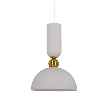 Wisząca lampa ryflowana Piega LP-939/1P L white szklana biała złota