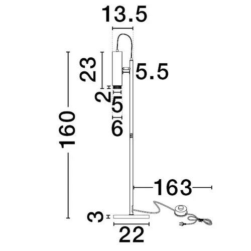 Podłogowa lampa TORVILA LE45624 regulowana tuba czarny złoty