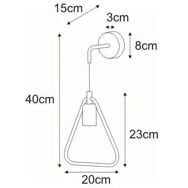 Kinkiet LAMPA trójkątna K-3933 trójkąt Kaja ścienna OPRAWA metalowa ramka frame czarna