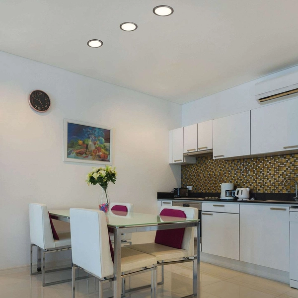 Wpust LAMPA sufitowa LOIS 5575 Rabalux okrągła OPRAWA podtynkowa LED 18W 3000K satynowy chrom