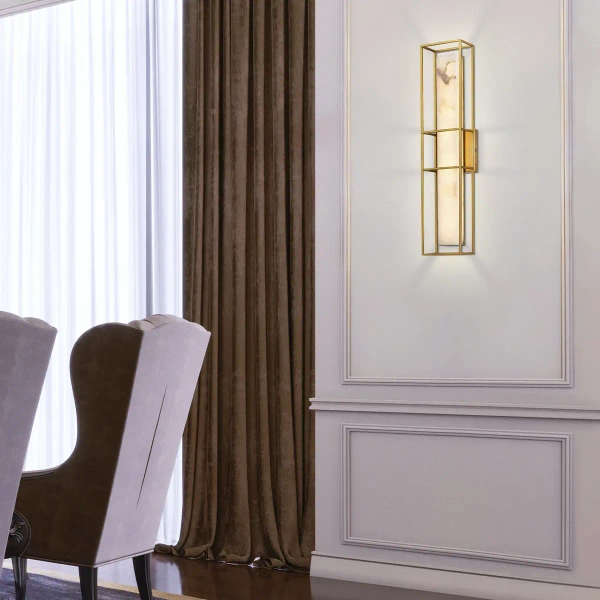 Prostokątny kinkiet Blakley QN-BLAKLEY-L-BG LED 20W 3000K IP44 złoty