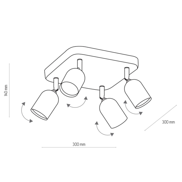 Lampa sufitowa kwadratowa Top 4414 TK Lighting reflektorkowa biała