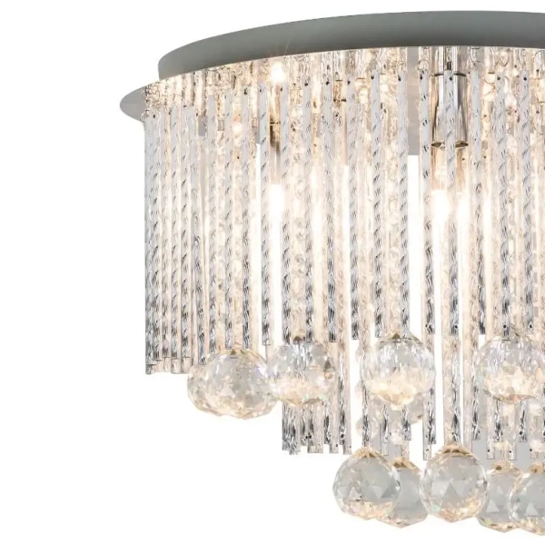 Okrągła lampa natynkowa Sitano crystal glamour do sypialni chrom