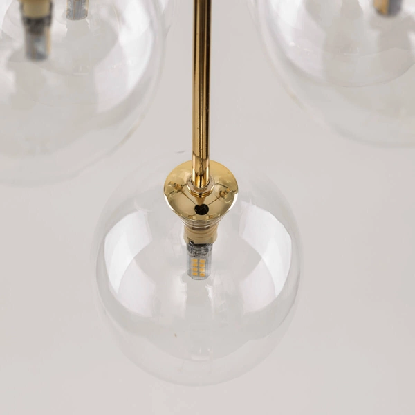 Lampa zwisająca Nilos 5943 bańki do jadalni kule przezroczysta złota