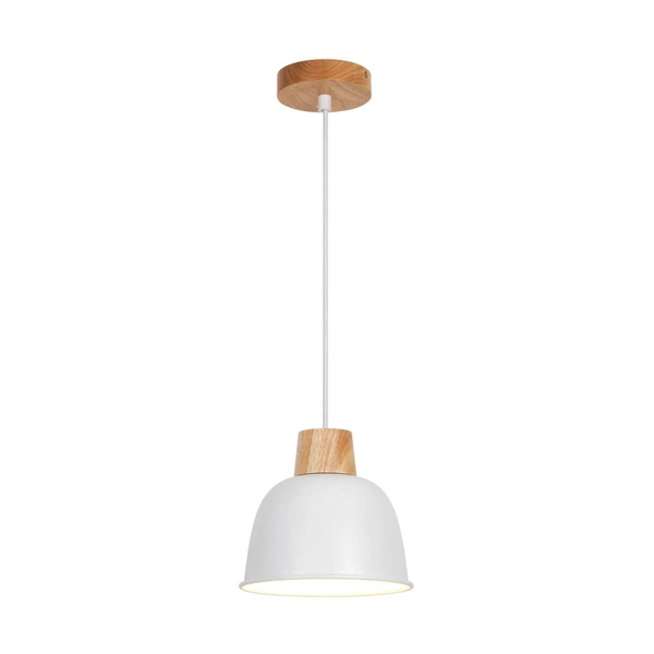 Metalowa lampa wisząca Orlo P21031M Zumaline nad stół biały drewniany