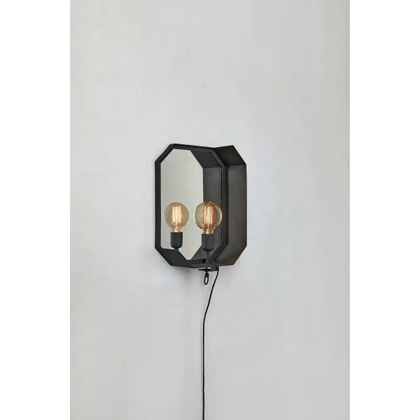 Oprawa ścienna Kogo 108832 lustrzana metalowa geometryczna czarna