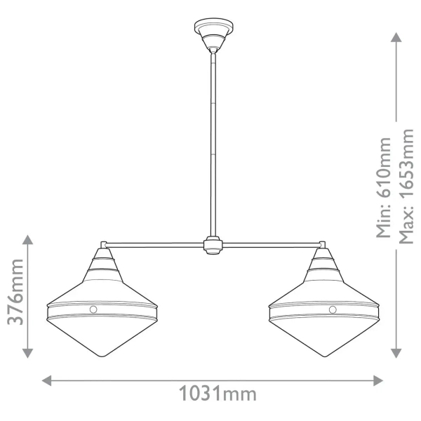 Podwójna wisząca lampa Willard QN-WILLARD-LP2-VBS-PG mosiądz