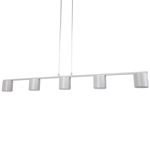 Podłużna lampa wisząca Mila 5 41357 tubki metalowe szare beżowe