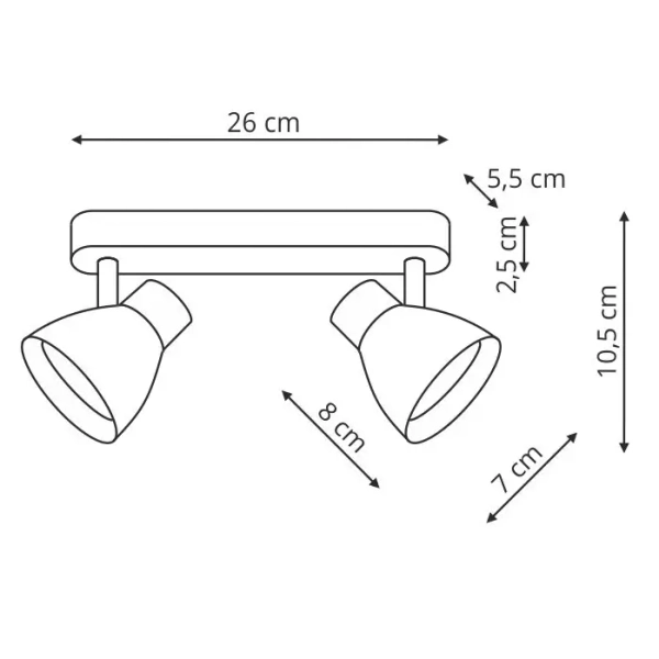 Metalowa lampa sufitowa Dravo LP-9523/2WS BK na korytarz czarny