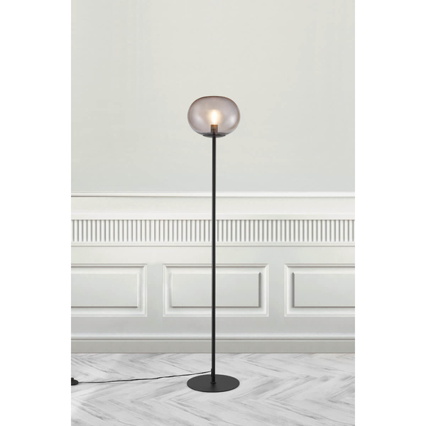 Kulista lampa podłogowa Alton 2010514047 szklana czarny przydymiony