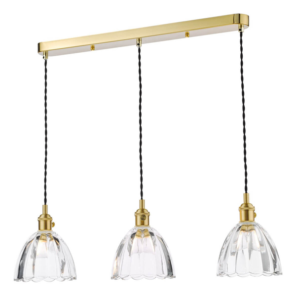 Szklana lampa wisząca Hadano HAD3640-11 do salonu mosiądz przezroczysty