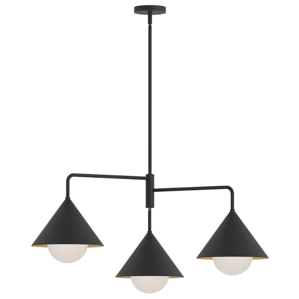 Potrójna wisząca lampa Remyck ALM-REMYCK3-BK stożki czarny