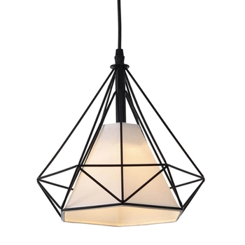 Druciana LAMPA wisząca NOLA LP-076/1P BK Light Prestige metalowa OPRAWA abażurowy ZWIS loftowy czarny biały