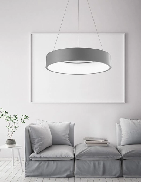 Okrągła lampa wisząca Tome Smart do kuchni LED 42W szara