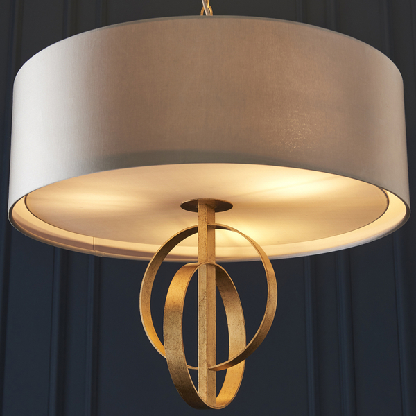 Salonowa lampa wisząca L&-195212 Light& okrągły abażur antyczne złoto